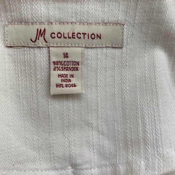 JM Collection Women’s White Cotton Jeweled Jacket SZ 14 - Picture 8 of 10